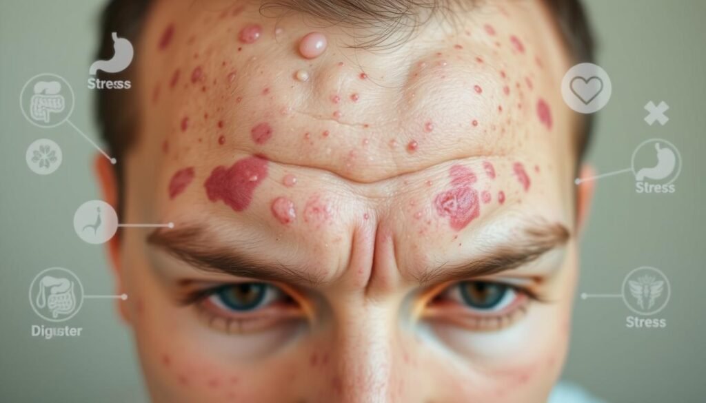 acne on forehead meaning