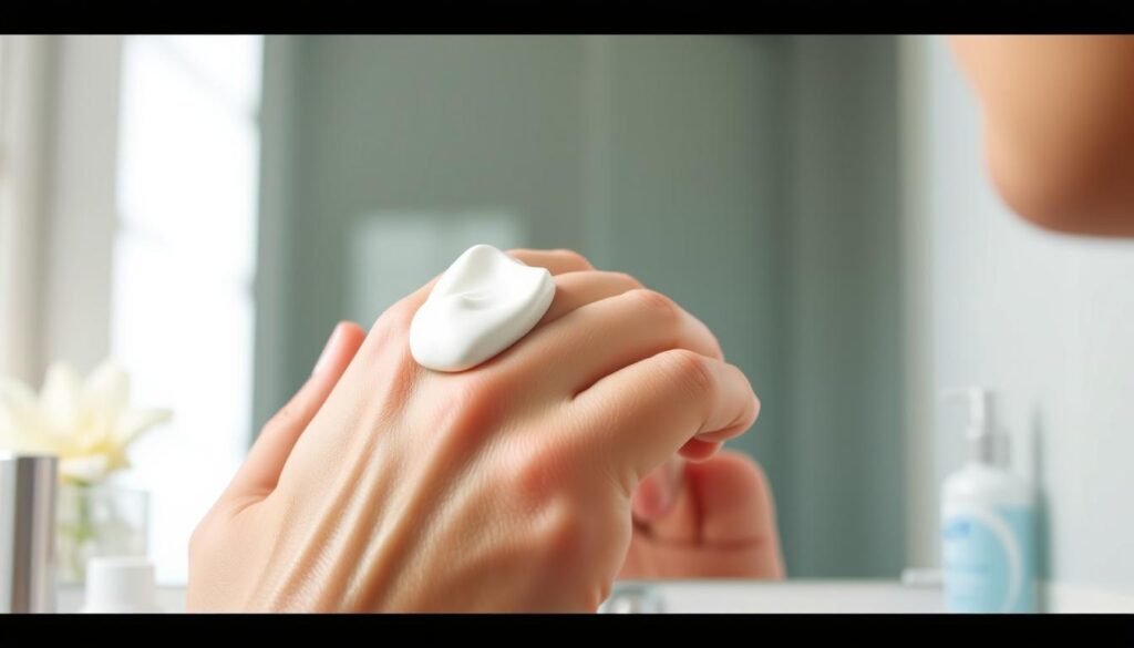 benzoyl peroxide application for acne treatment