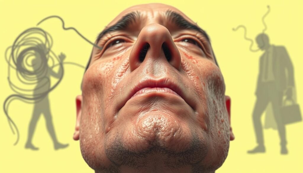 Increase in sebum production due to stress