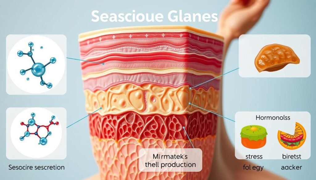 Increased Oil Production related to hormonal factors and causes of oily skin